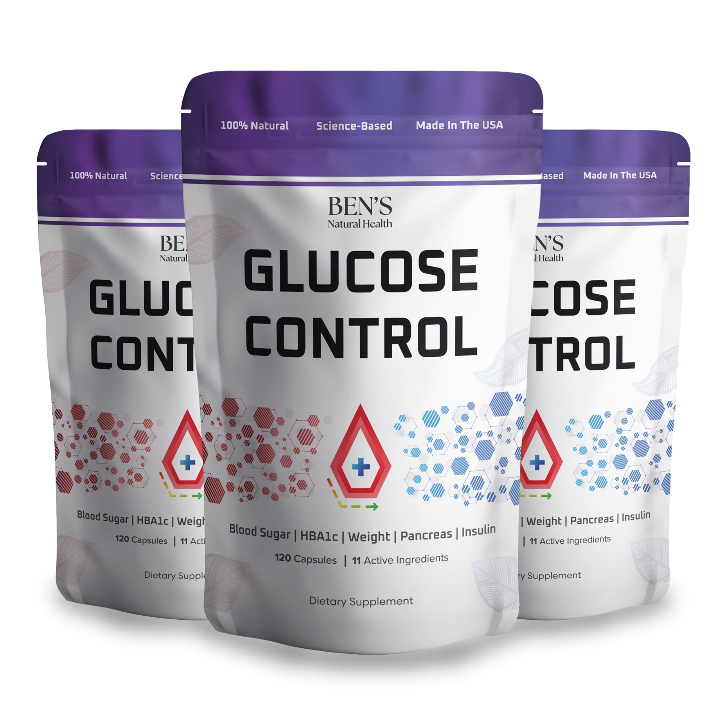 Ben's Natural Health Glucose Control, Berberine &amp; Chromium (3 Pack)