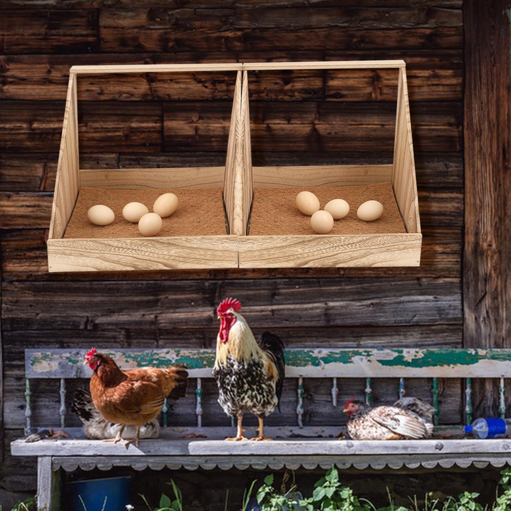 2 Pezzi Nido Per Galline Montaggio A Parete Accessori Per Pollai In Legno Con Tappetini Per Nidi Pollame Deposizione Delle Uova Gabbia Per Galline Per Galline Uccelli e Anatre