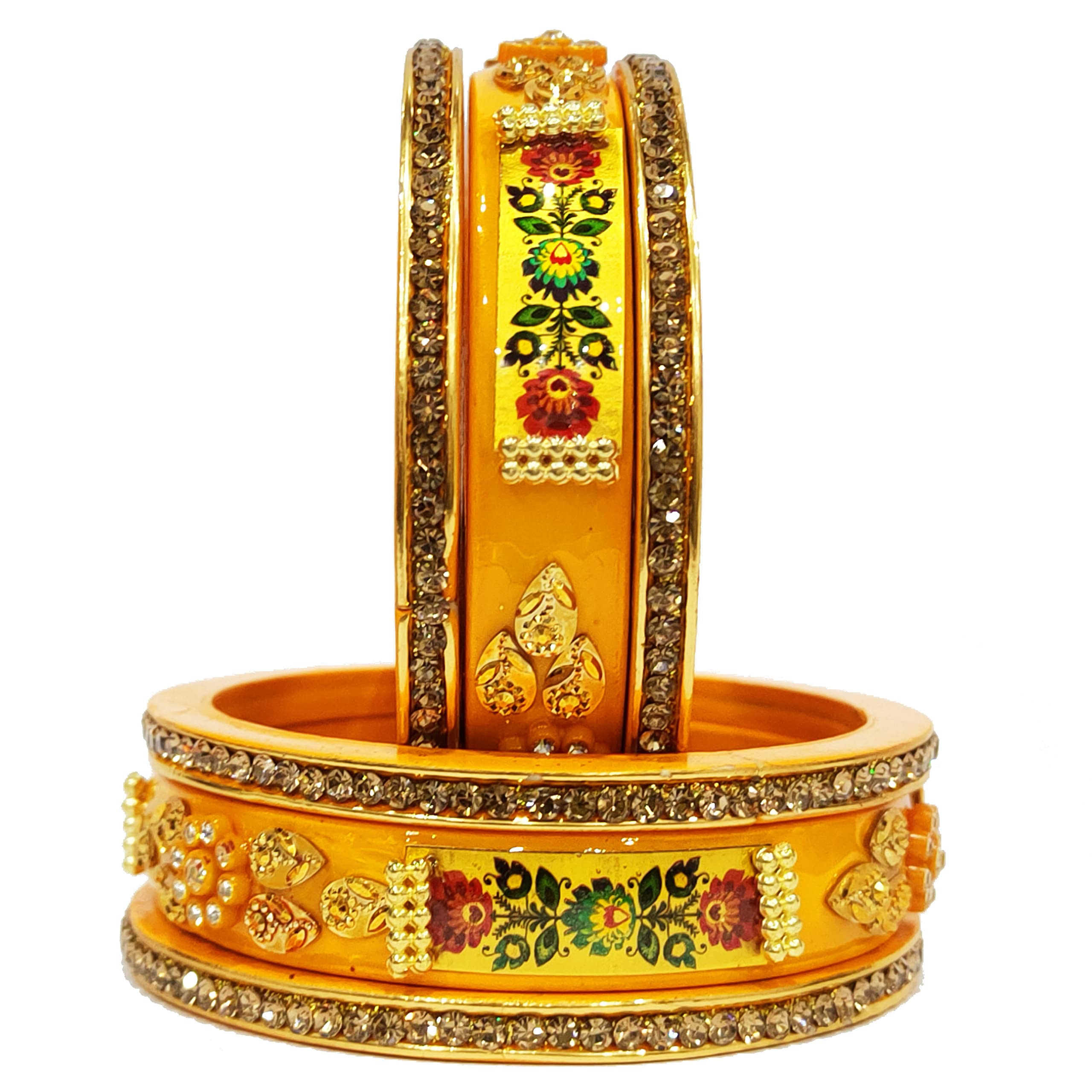 Lahthi Wala Beautiful Jaipuri lac bangles set for women pack of 6 BlueBell-Yellow-2.4 (B0BM6G1RD4) Amazon Price History, Amazon Price Tracker