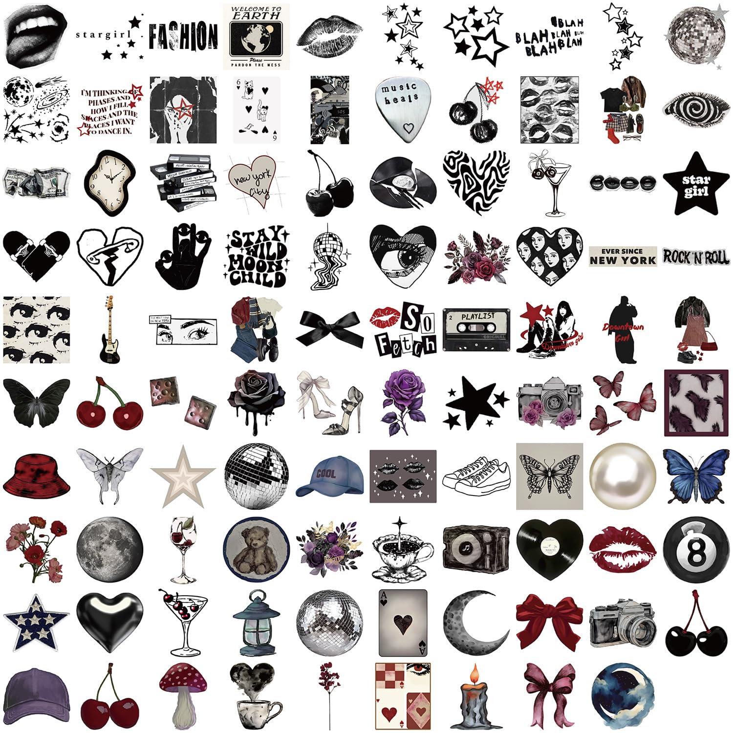 100 PCS Y2K Aesthetic Stickers Pack - Waterproof Vinyl Decals for Laptop Water Bottle, Skateboard, Y2k Stickers - Image 4