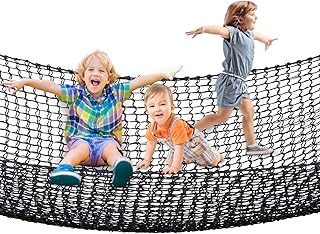 VEVOR Climbing Cargo Net, 6.6 x 10.5 ft Playground Climbing Cargo Net, Polyester Double Layers Cargo Net Climbing Outdoor w/ 500lbs Weight Capacity, Rope Bridge Net for Tree House, Monkey Bar, Black