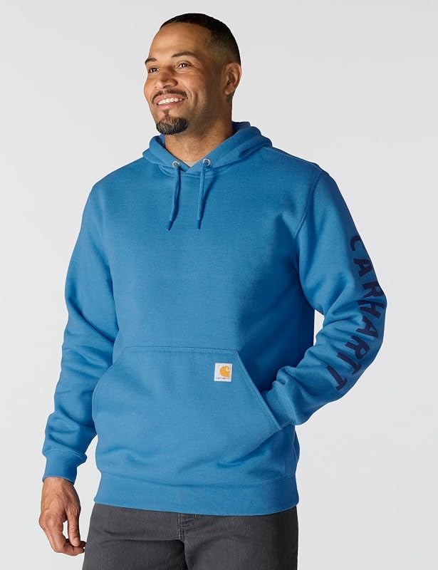Carhartt Men's Rain Defender Loose Fit Midweight Logo Graphic Sweatshirt, Horizon Blue Heather, Large image 2