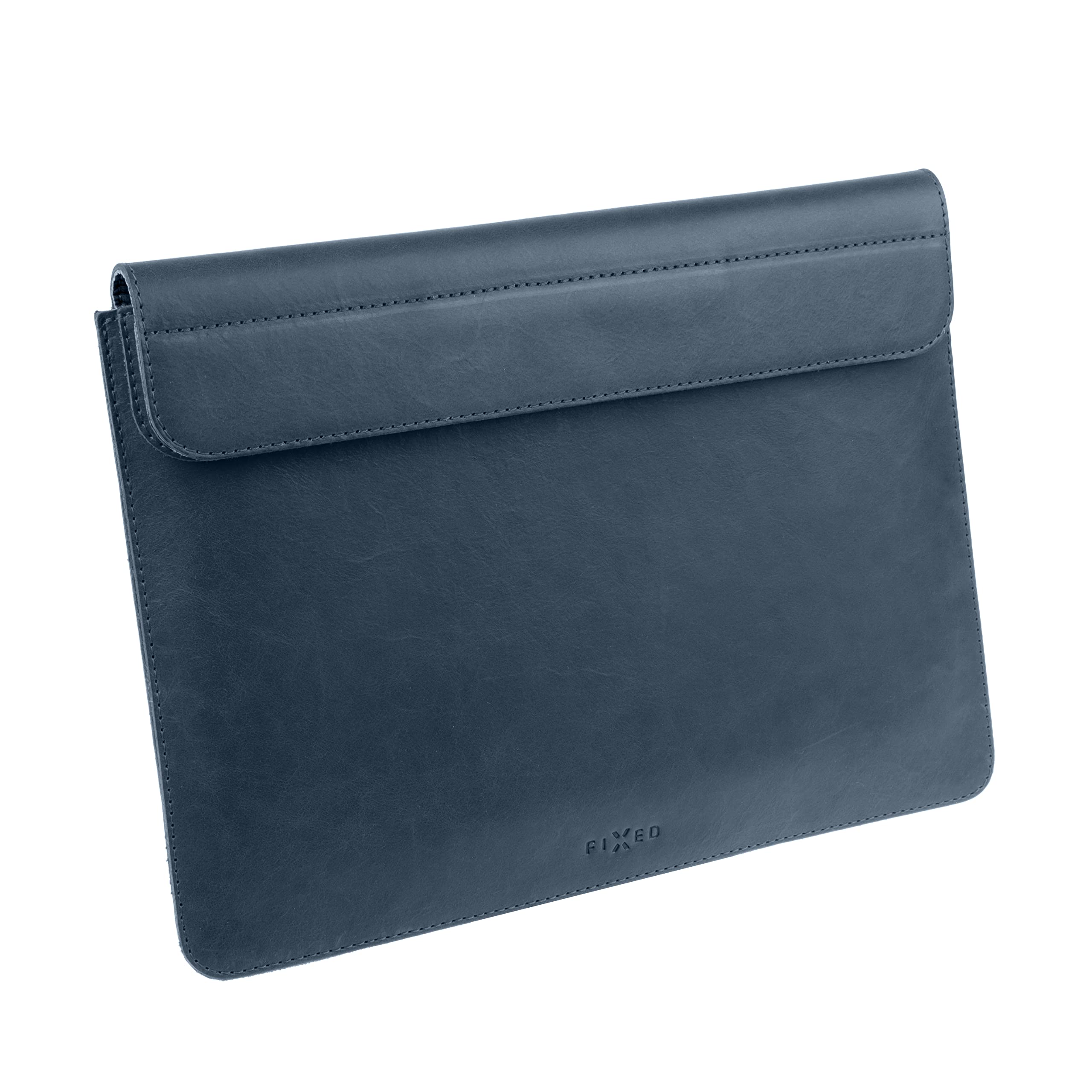 FIXED Oxford - Funda de piel para MacBook Air de 13 pulgadas Retina, iPad y otros dispositivos: funda de piel de vacuno italiana hecha a mano con cierre magnético, forro interior suave, color azul