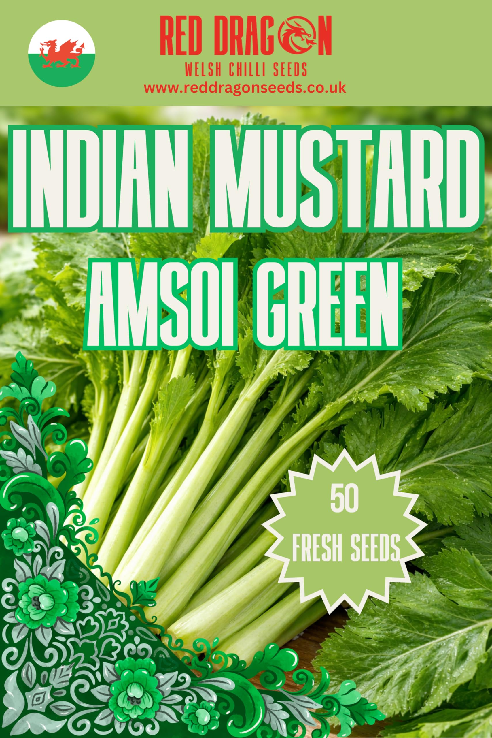 Indian Mustard Seeds (Amsoi Green) – Fast Growing Asian Mustard Greens – Bold Peppery Flavour – Ideal for Stir Fry & Salads – Fresh UK Packed Seeds