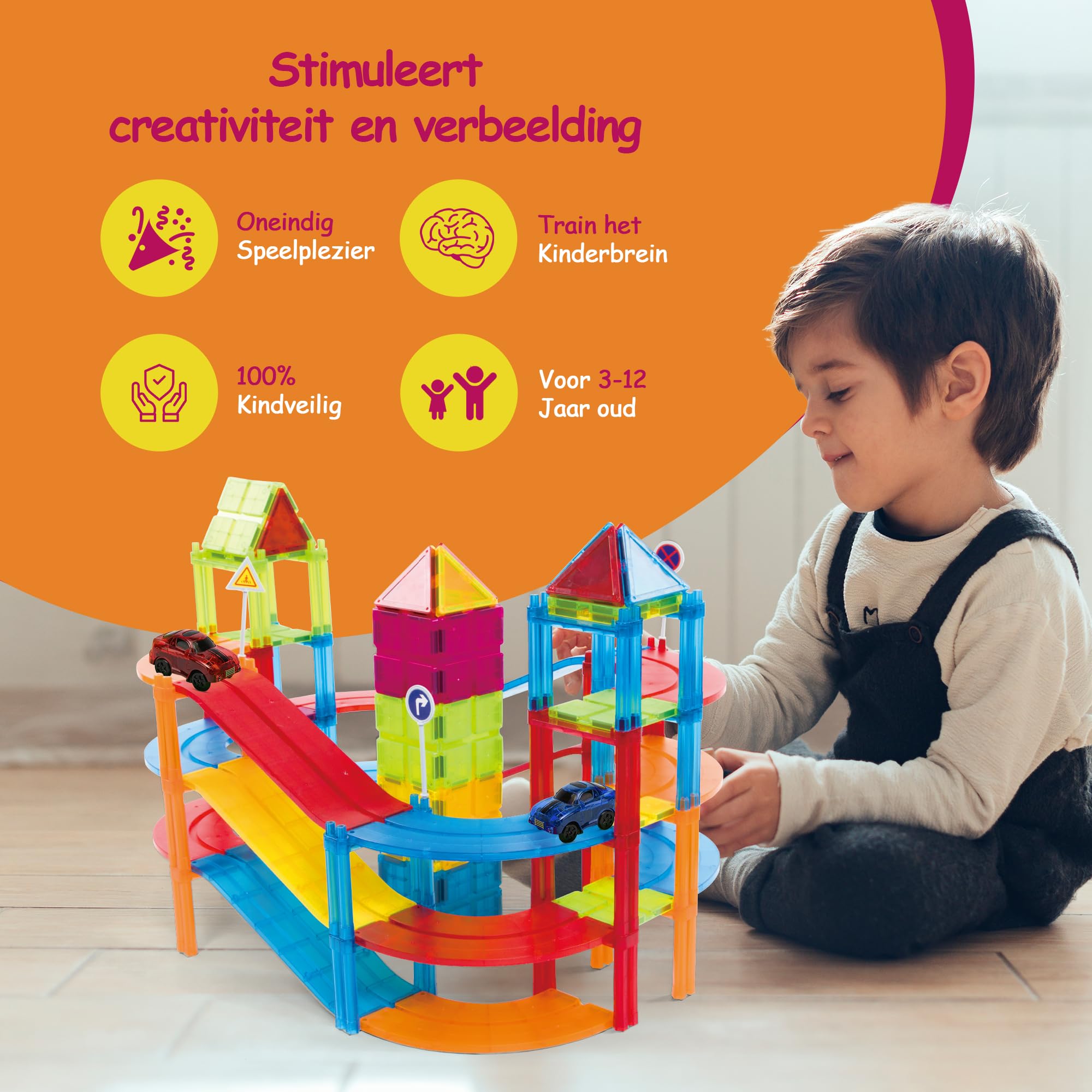 W WISE BLOCK Blocs de Construction Magnétiques 131 PCS avec 2