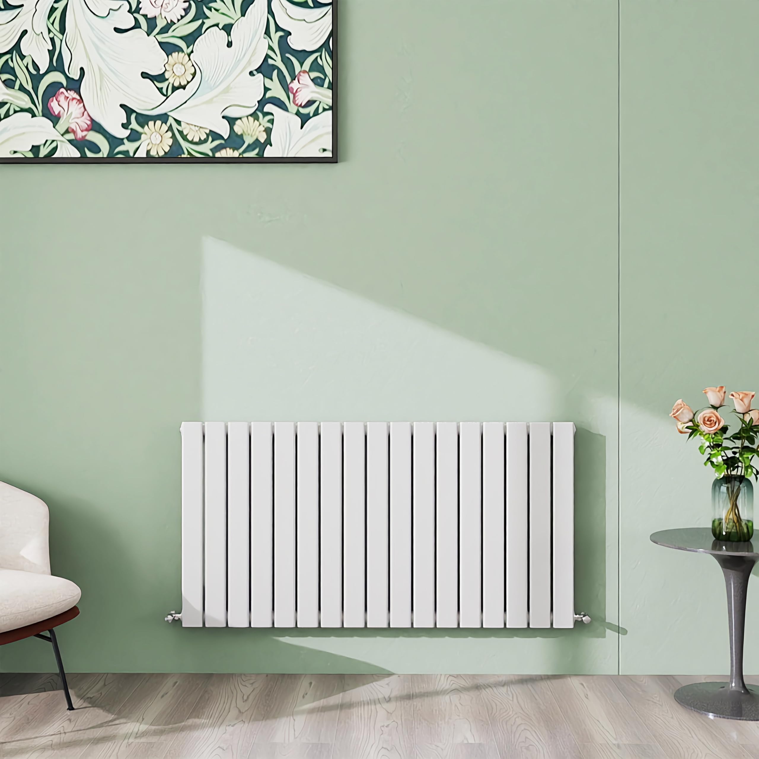 Simple Bathroom 600×1156mm White Horizontal Designer Radiator Single Panel Modern Central Heating Flat Panel Radiators