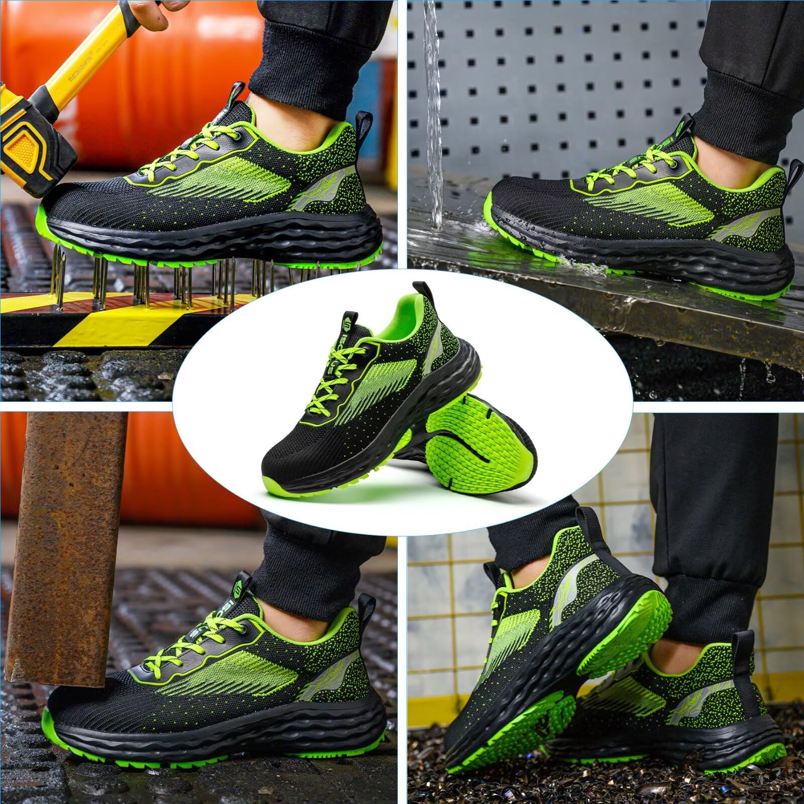 ISOOUS Sicherheitsschuhe Herren Arbeitsschuhe Damen Leicht Stahlkappenschuhe Atmungsaktiv rutschfest Bequem Schutzschuhe
