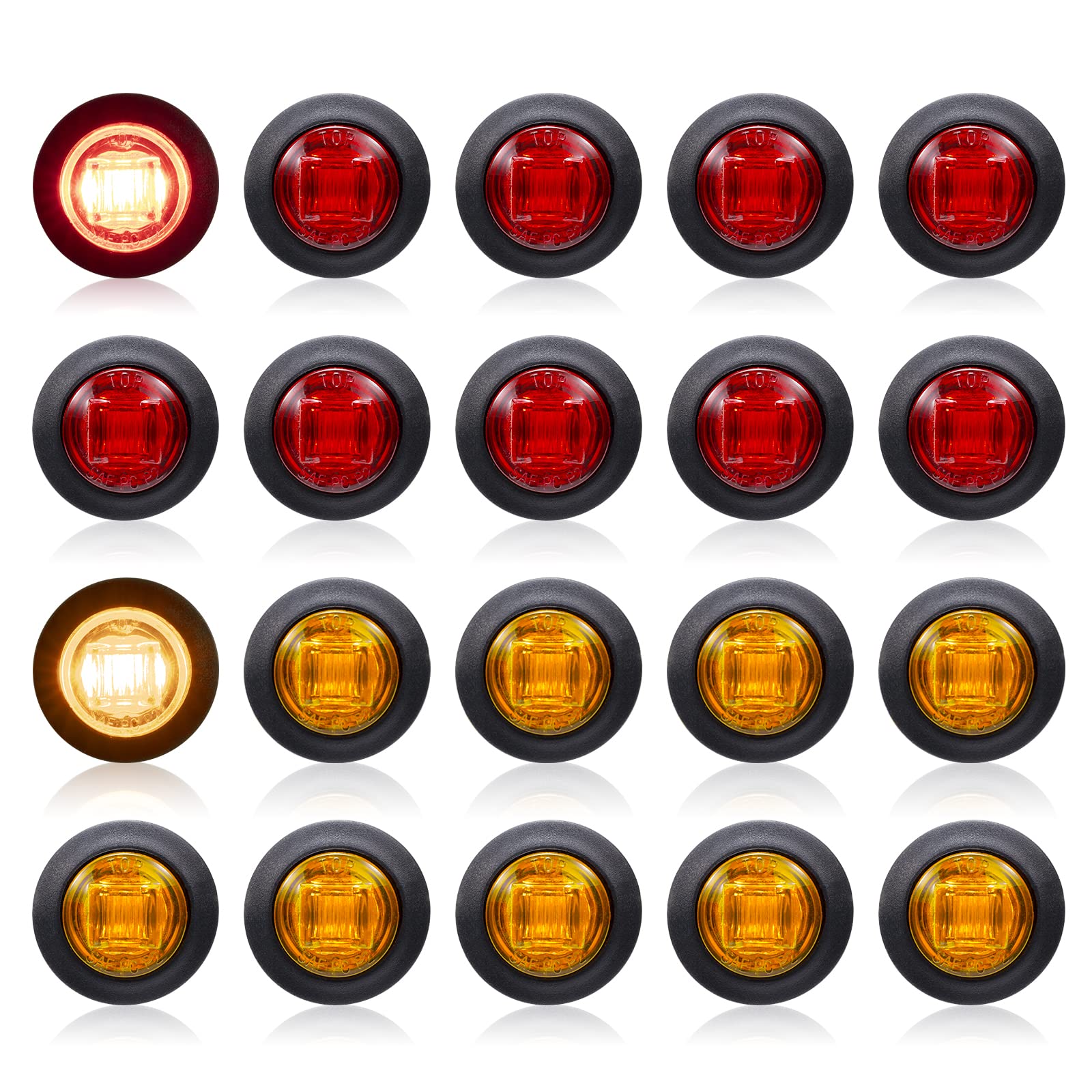 Buy WildAuto 20Pcs 3/4" Round LED Side Marker Lights, Trailer Marker