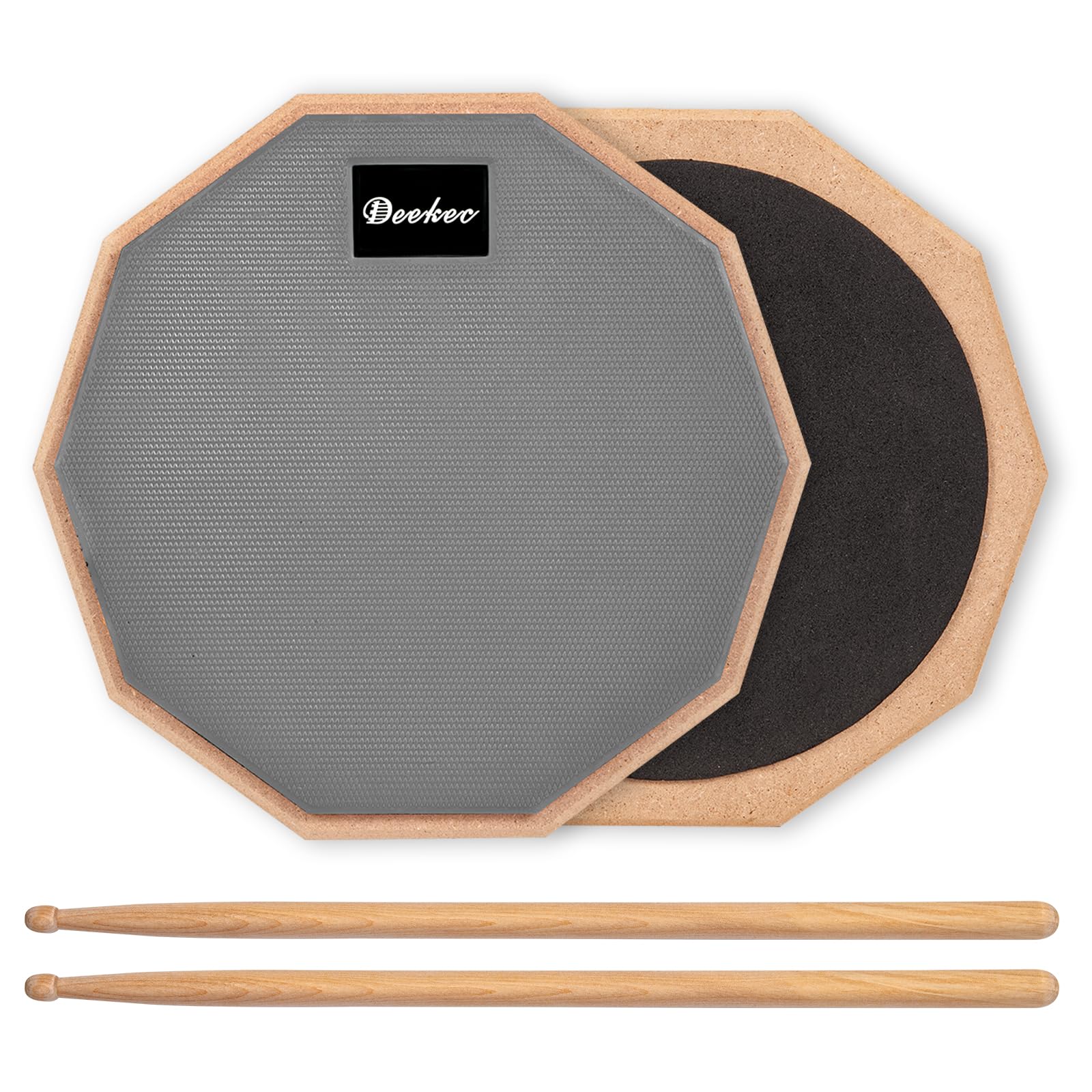 - Drum Practice Pad 8 Inches for Drumming Silent Practice Drum Pad 2-Sided With 5A Drum Sticks (Grey)