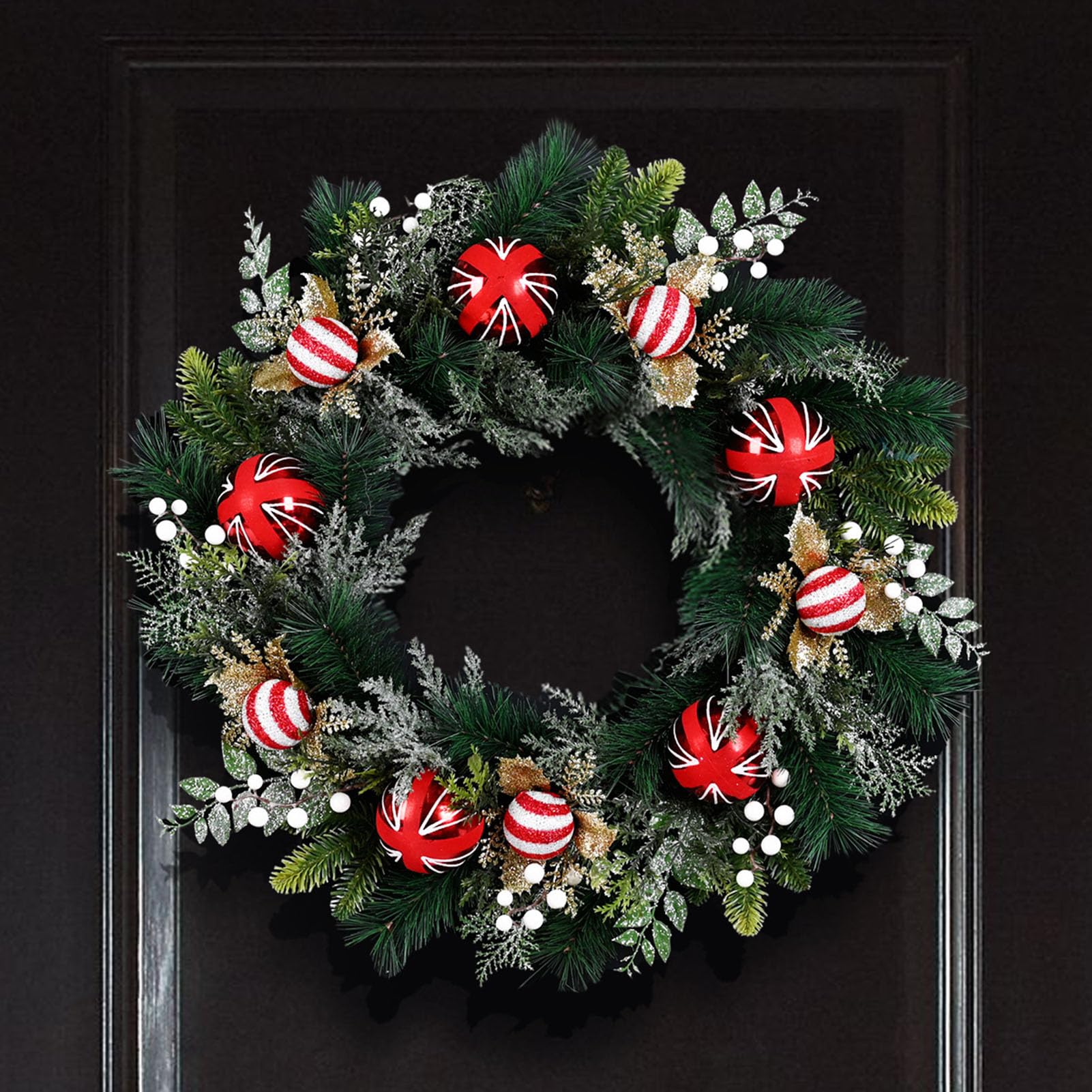 Amazon.co.jp: 24インチのクリスマスリース、ツリーデコレーション