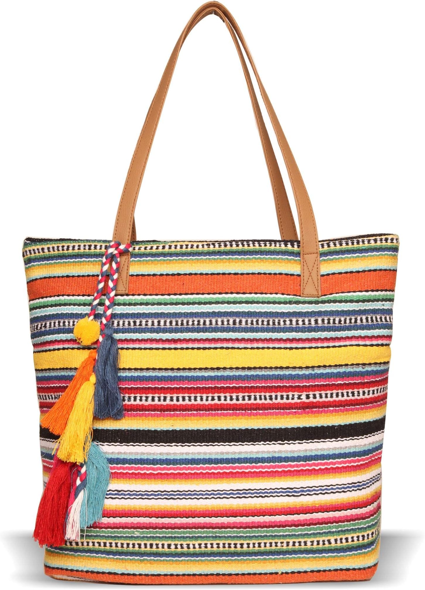 Women's Tote Bag with Long Tassel (Multicolour)