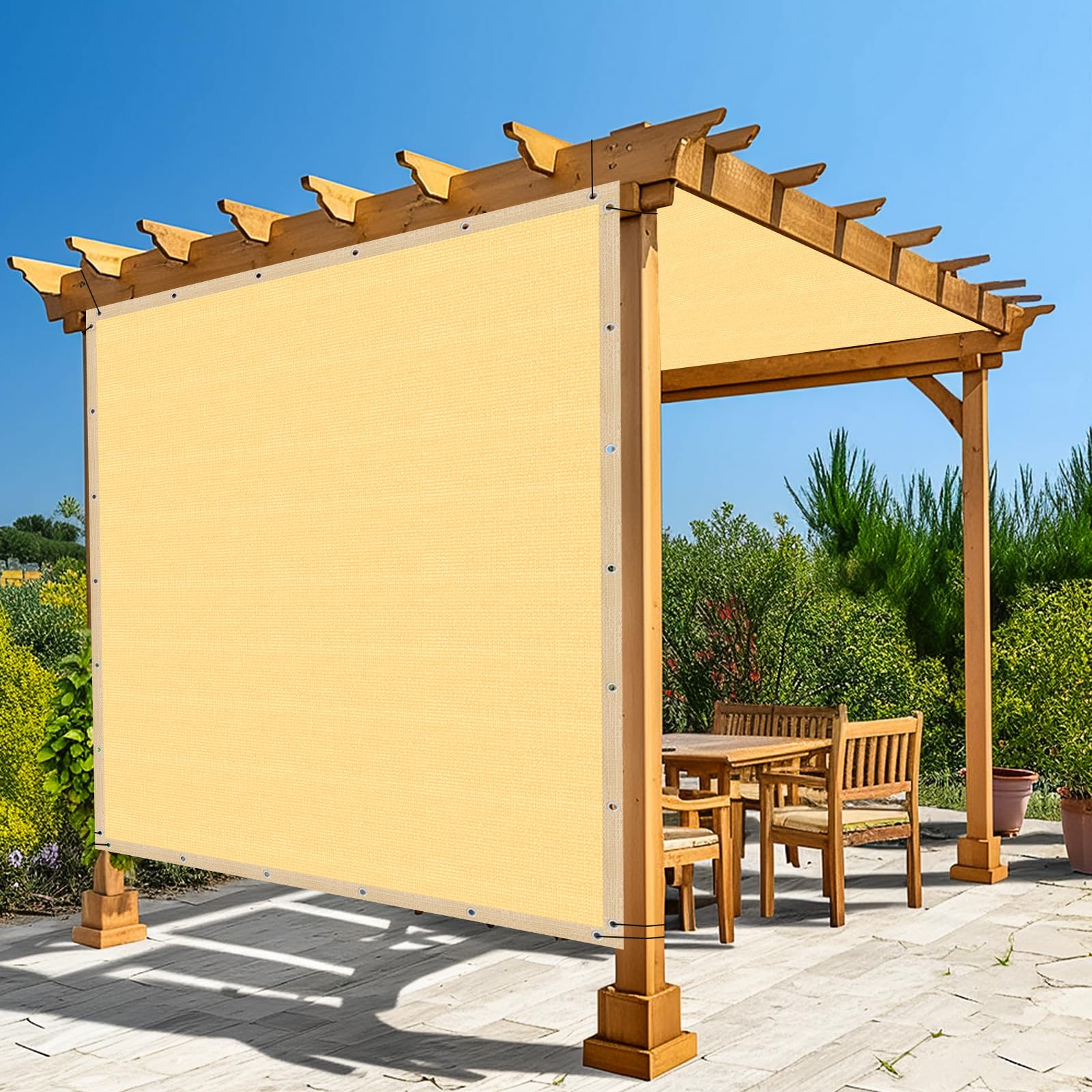 Amagenix 90% Shade Fabric 13'X 16' Sand Sun Shade Cloth with Grommets for Pergola Replacement Shade Cover Canopy, Heavy Duty, Cable Zip Ties Included