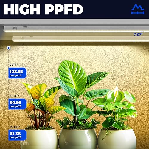 Miniatura 100 de Barrina Luces de cultivo para plantas de interior, espectro completo, 4 pies 160 W (8 x 20 W), tira de luz LED de cultivo para inicio de semillas
