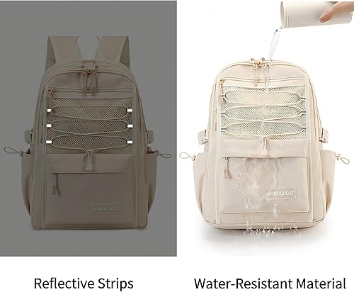 Miniatura 8 de Mochila para escuela, universidad, adolescentes, estudiantes, bolsa de viaje estética con compartimento para laptop, mochila escolar casual, Beige,