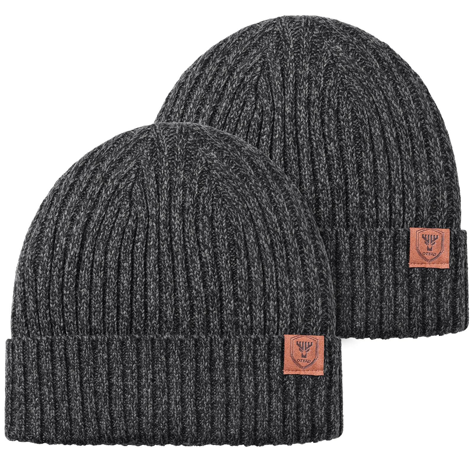 Knit Beanie Winter Hat, Thermal Thick Polar Fleece Snow Skull Cap for Men and Women