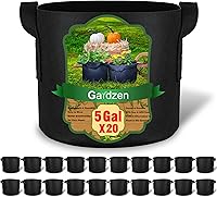 Gardzen 20-Pack 5 Gallon Fabric Grow Bags - Aeration Pots with Handles for Healthy Roots, Tomatoes & Plants