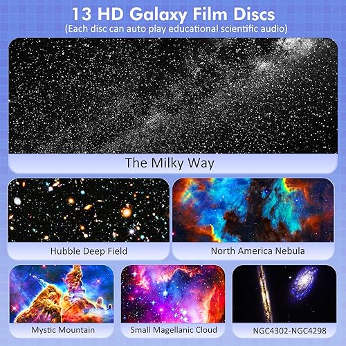 Miniatura 2 de Elec3 Proyector de estrellas, proyector de planetario para dormitorio, luz nocturna de galaxia ultra transparente con 12 discos Galaxy reemplazables
