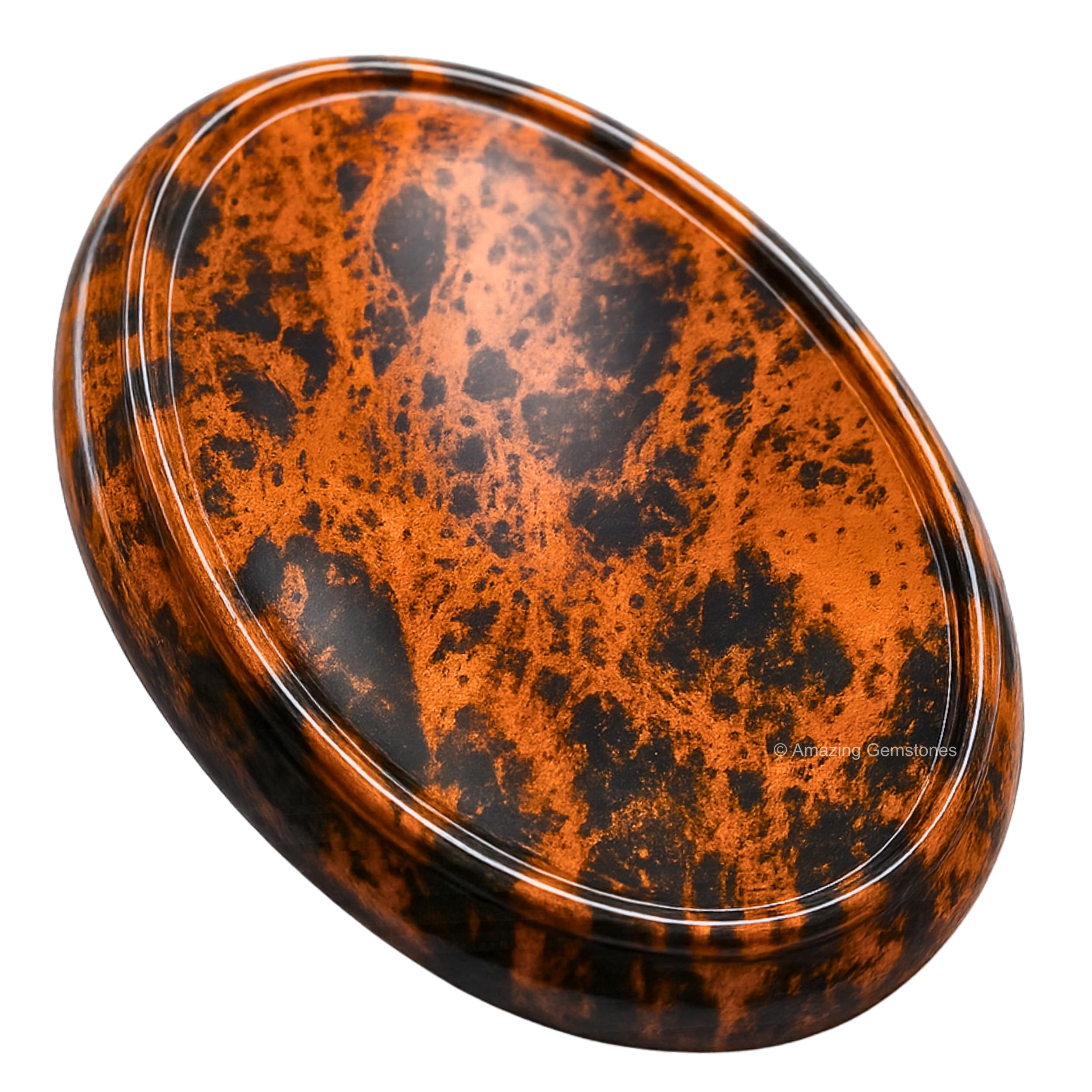 Mahogany Obsidian Crystal Worry Stone for Anxiety, 1.5 Inch Healing Crystal