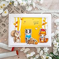 Vista 3 de Juego de sellos y troqueles de saludo de otoño para hacer tarjetas, sellos transparentes y troqueles de corte de metal para álbumes de recortes