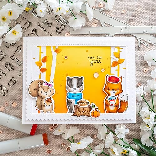 Miniatura 3 de Juego de sellos y troqueles de saludo de otoño para hacer tarjetas, sellos transparentes y troqueles de corte de metal para álbumes de recortes