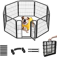 PvpyYvrd 24 Inch 8 Panel Heavy Duty Metal Dog Playpen - Anti-Rust Indoor Outdoor Exercise Pen for Small Medium Puppies RV Camping