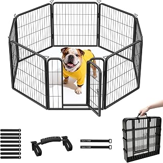 PvpyYvrd 24 Inch 8 Panel Heavy Duty Metal Dog Playpen - Anti-Rust Indoor Outdoor Exercise Pen for Small Medium Puppies RV Camping
