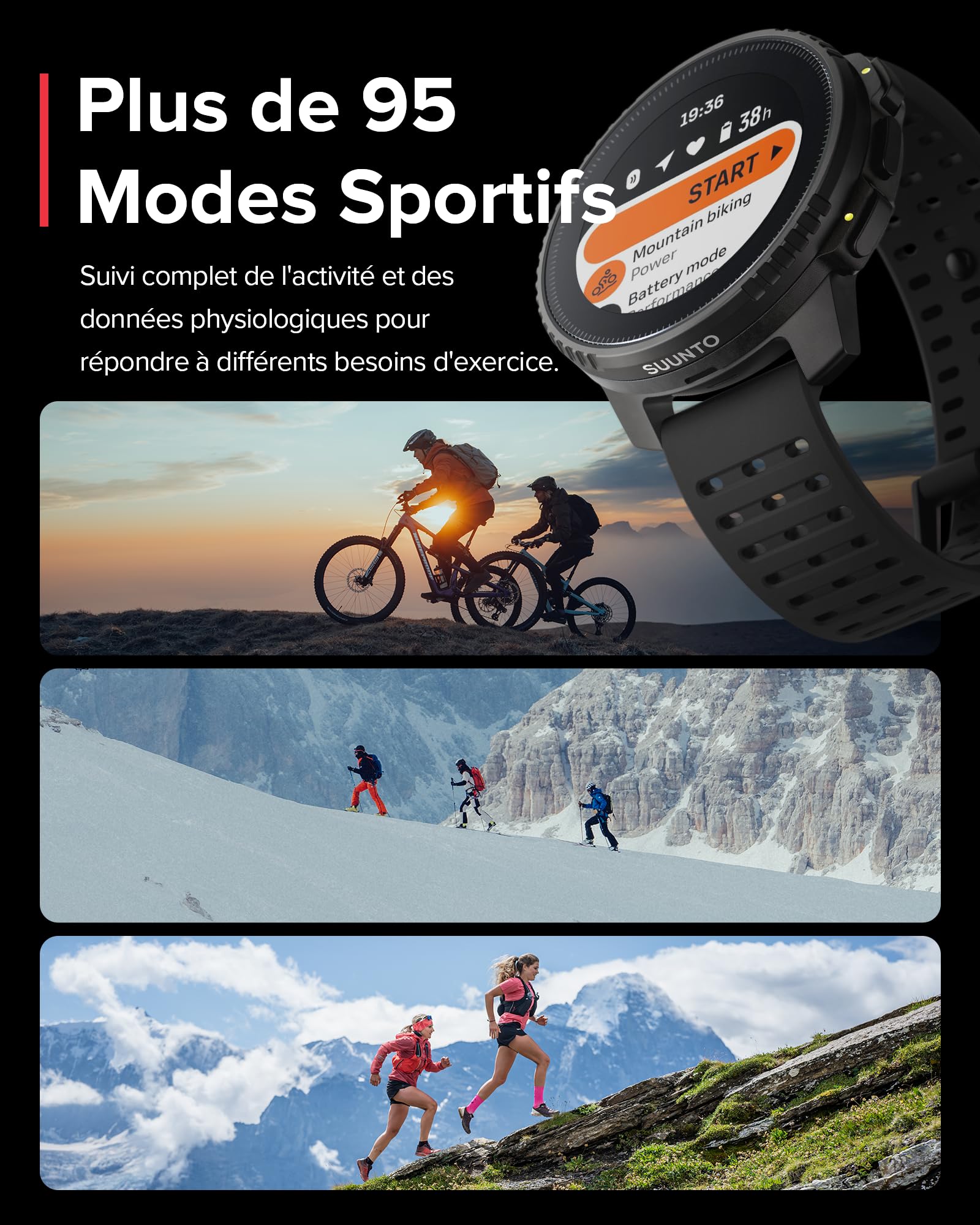 SUUNTO Vertical Montre Connectée Sport Homme, 95+ Sports, Tracker d'Activités GPS, Smartwatch Intelligent Soins de Santé 24/7, Cardiofréquencemètre, Altimètre, Baromètre, Chargement Solaire Optionnel