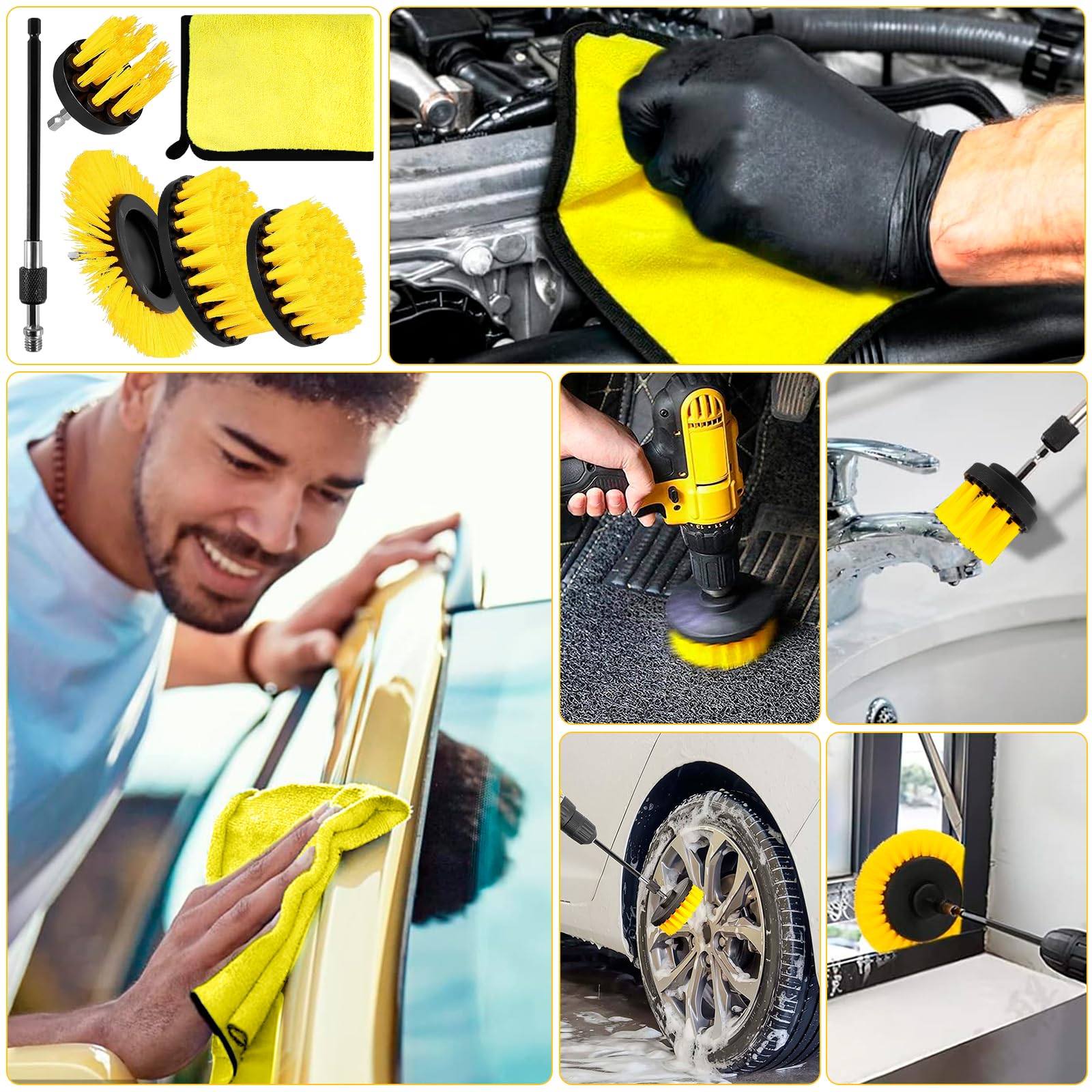 10 Pezzi Spazzola per Trapano, Spazzola per la Pulizia del Trapano Elettrico, Spazzola per la Pulizia Delle Ruote, Set Spazzole per Pulizia adatto per Cucina, Auto, Bagno, Piastrelle, Bicchiere