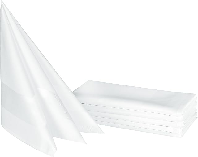 ZOLLNER Zestaw 6 Serwetek z Bawełny Adamaszku z Atłasowym pasem 50x50 cm