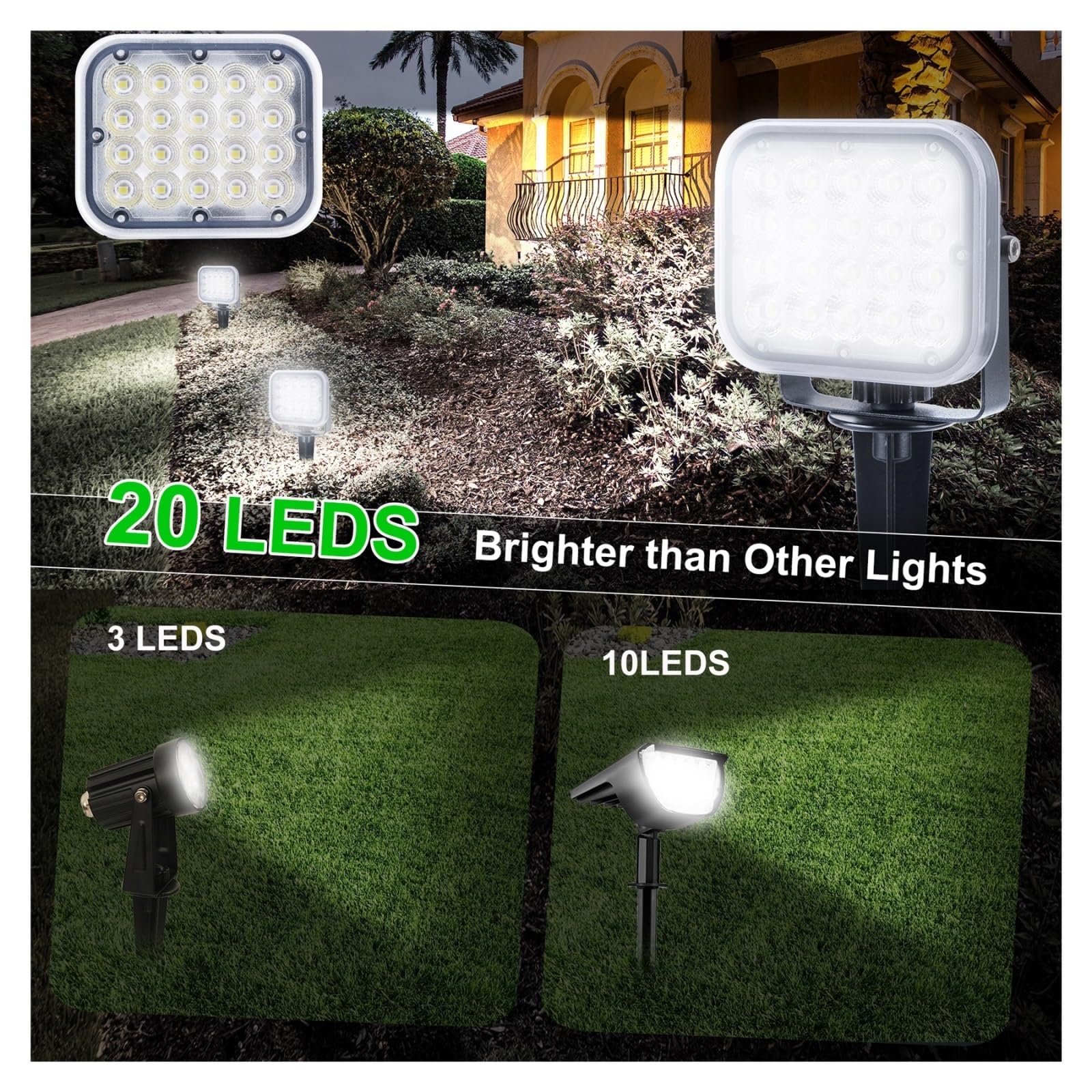 DELURA Focos solares LED 6000k Solar Garden Light Outdoor Solar Powered Spotlight Lámpara De Pared Solar IP65 Luz De Paisaje Impermeable For Jardín El Ahorro de energía