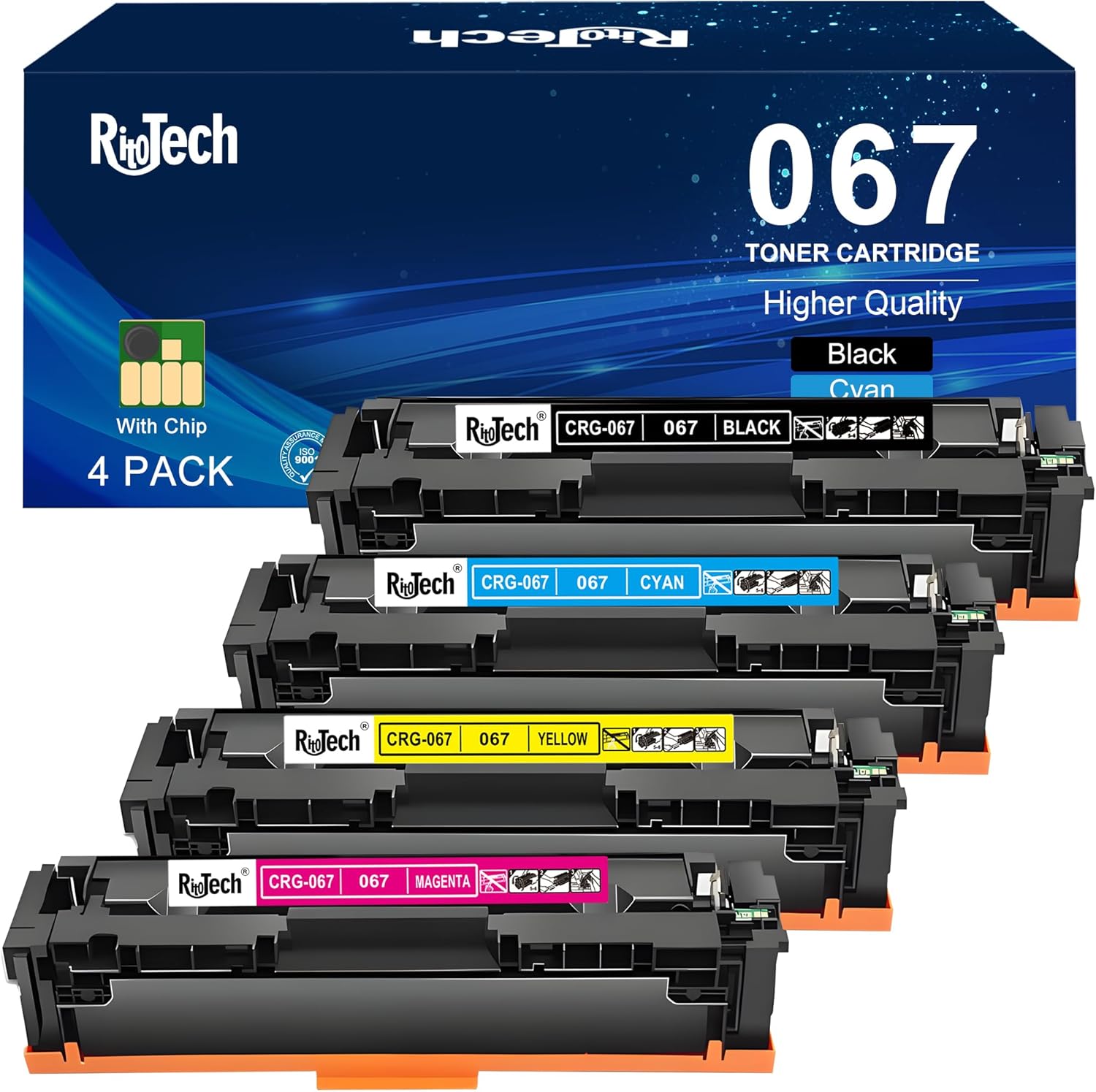067 Toner Cartridge,for Canon 067 067H Black Cyan Yellow Magenta Replacement for imageCLASS MF654Cdw MF656Cdw MF653Cdw LBP633Cdw LBP632Cdw MF652Cw MF652Cdw Printer,4 Pack with Chip