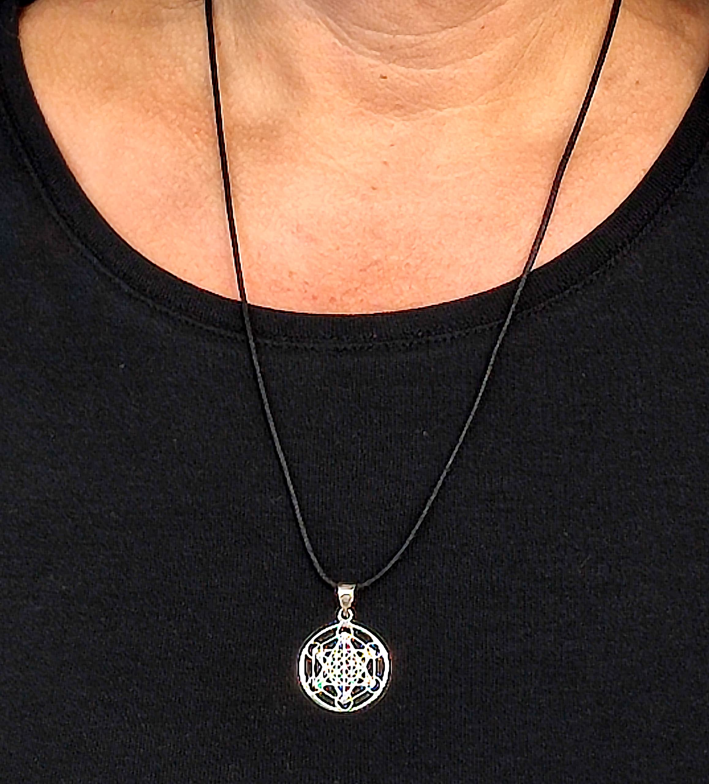 Pendentif cube de Métatron en argent sterling 925 n° 402, Argent sterling