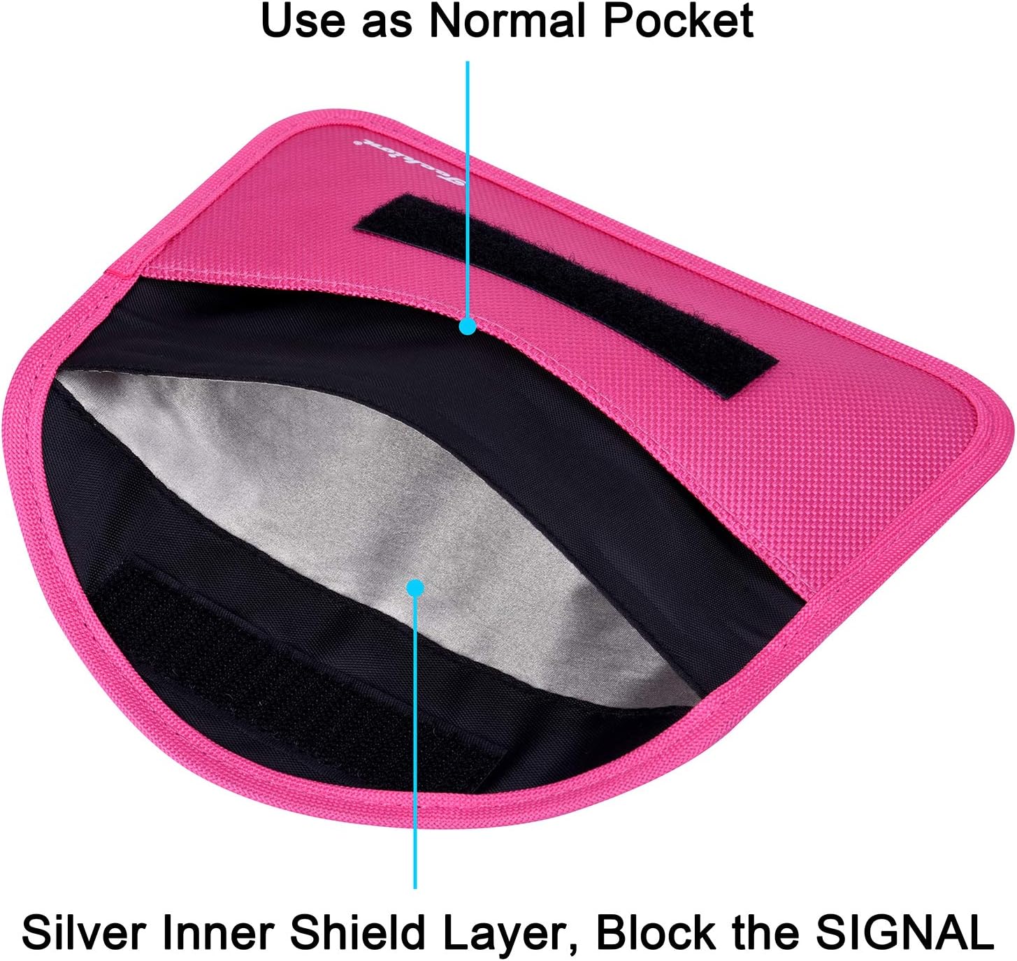 Signal Blocking Bag, Techion 2 Pack RFID Faraday Bag Shield Pouch Cage Box Wallet Case for Cell Phone and Car Key FOB, Privacy Protection, Anti-Hacking - Pink & Hot Pink - Image 2