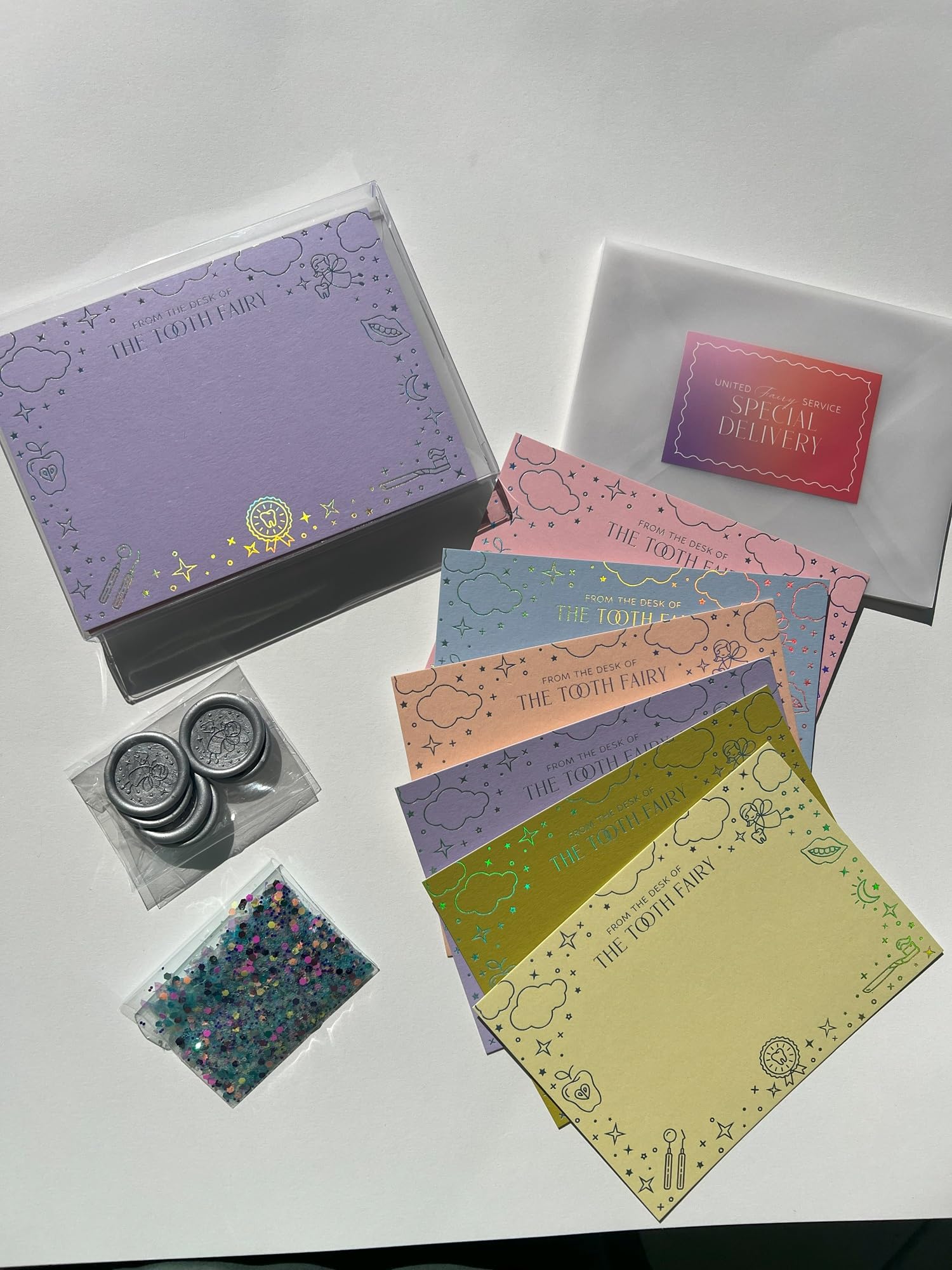 SOLE PAPER CO. Tooth Fairy Lot de 6 cartes holographiques en aluminium