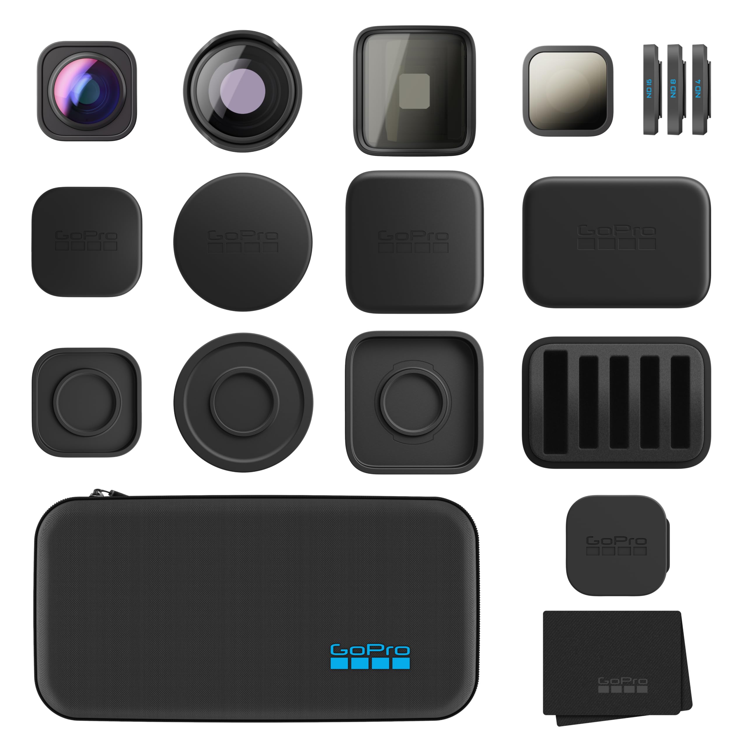 ollection d'objectifs GoPro série HB (HERO13 Black) : Objectif Ultra Grand Angle, Objectif Macro, Objectif anamorphique, Pack de 4 filtres ND et étui
