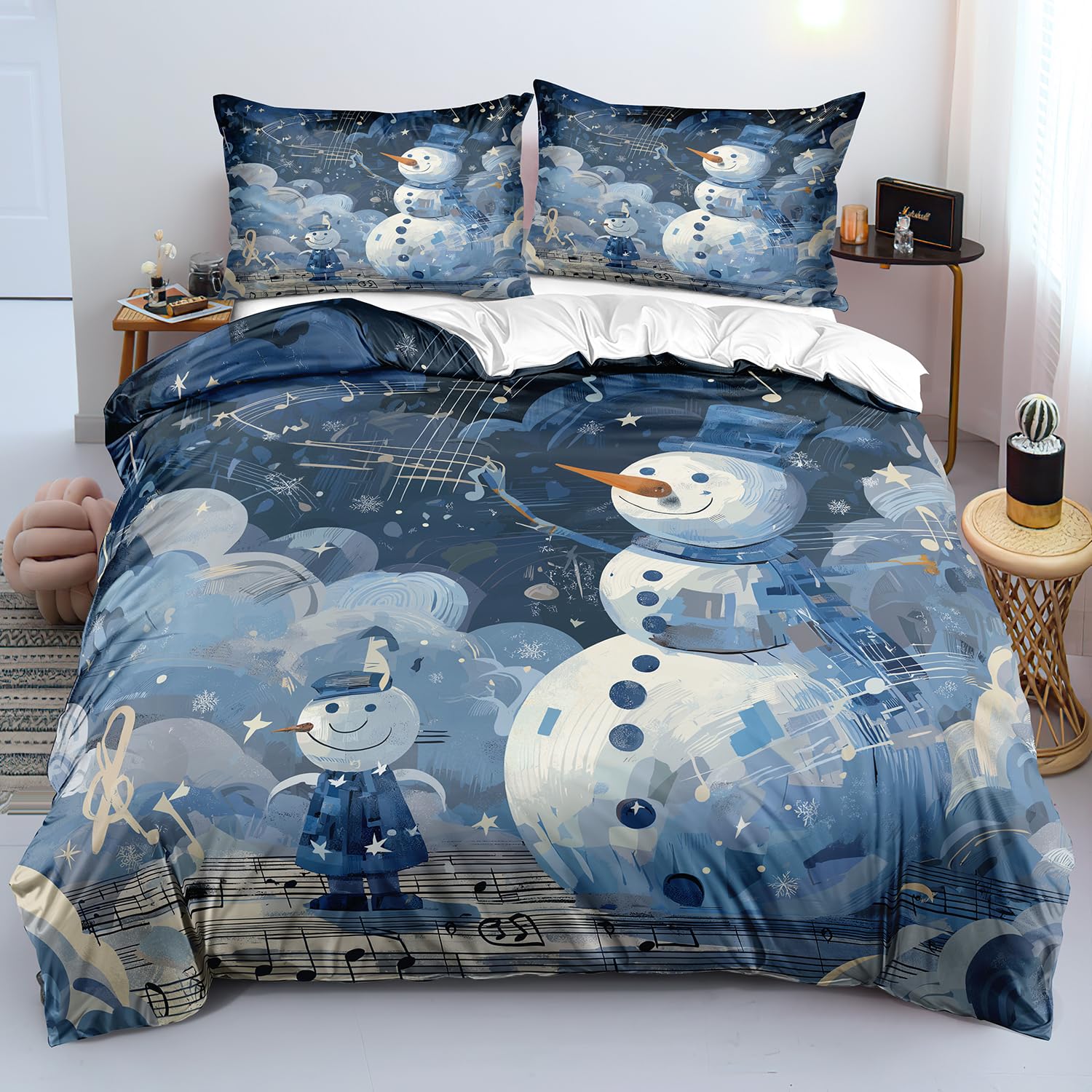 Housse de couette enfant bonhomme de neige pour décorer la chambre en hiver