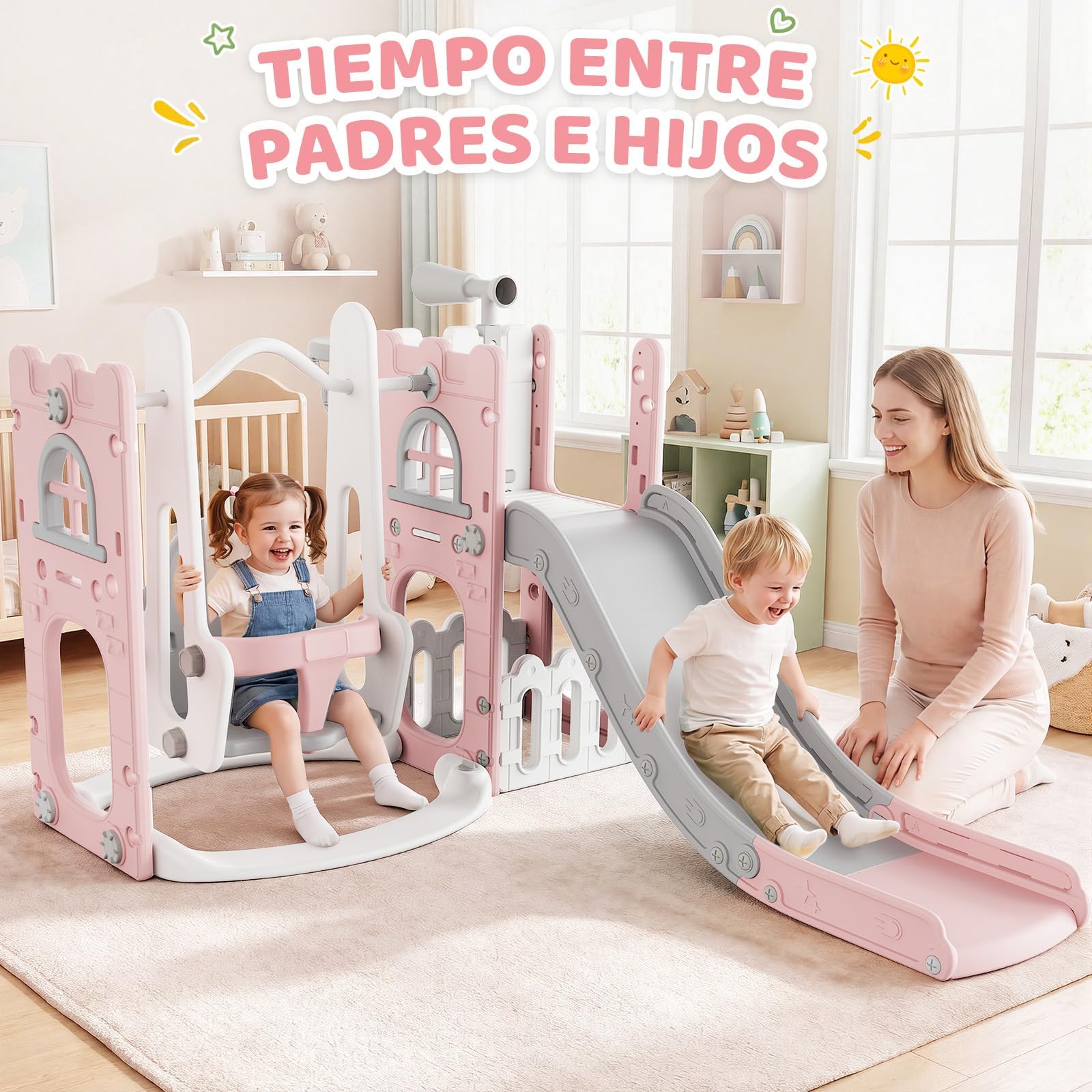 7in1 Kinderrutsche Mit Schaukel Set 1-6 Jahre Multifunktionaler Spielturm