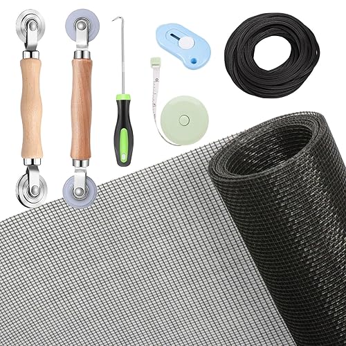 Windows Screen and Screen Door Repair Kit, 48"x118" Charcoal Fiberglass