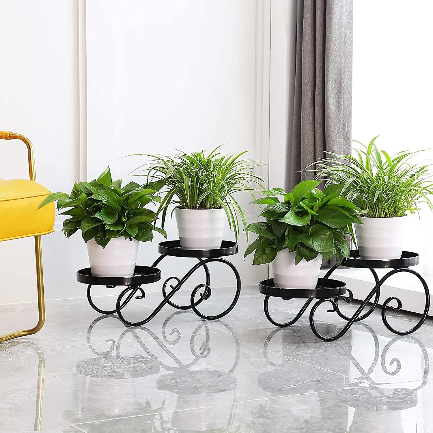 Worthy Shoppee Plant Stand Metal Potted Multiple Flower Pot Holder Shelf Indoor Outdoor Planter Display Shelving Unit (S-S SHAPE) (B09M89R1W3) Amazon Price History, Amazon Price Tracker