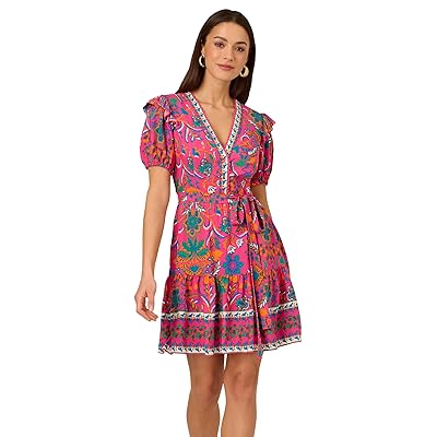 Adrianna Papell Printed Short Flounce Dress Women
