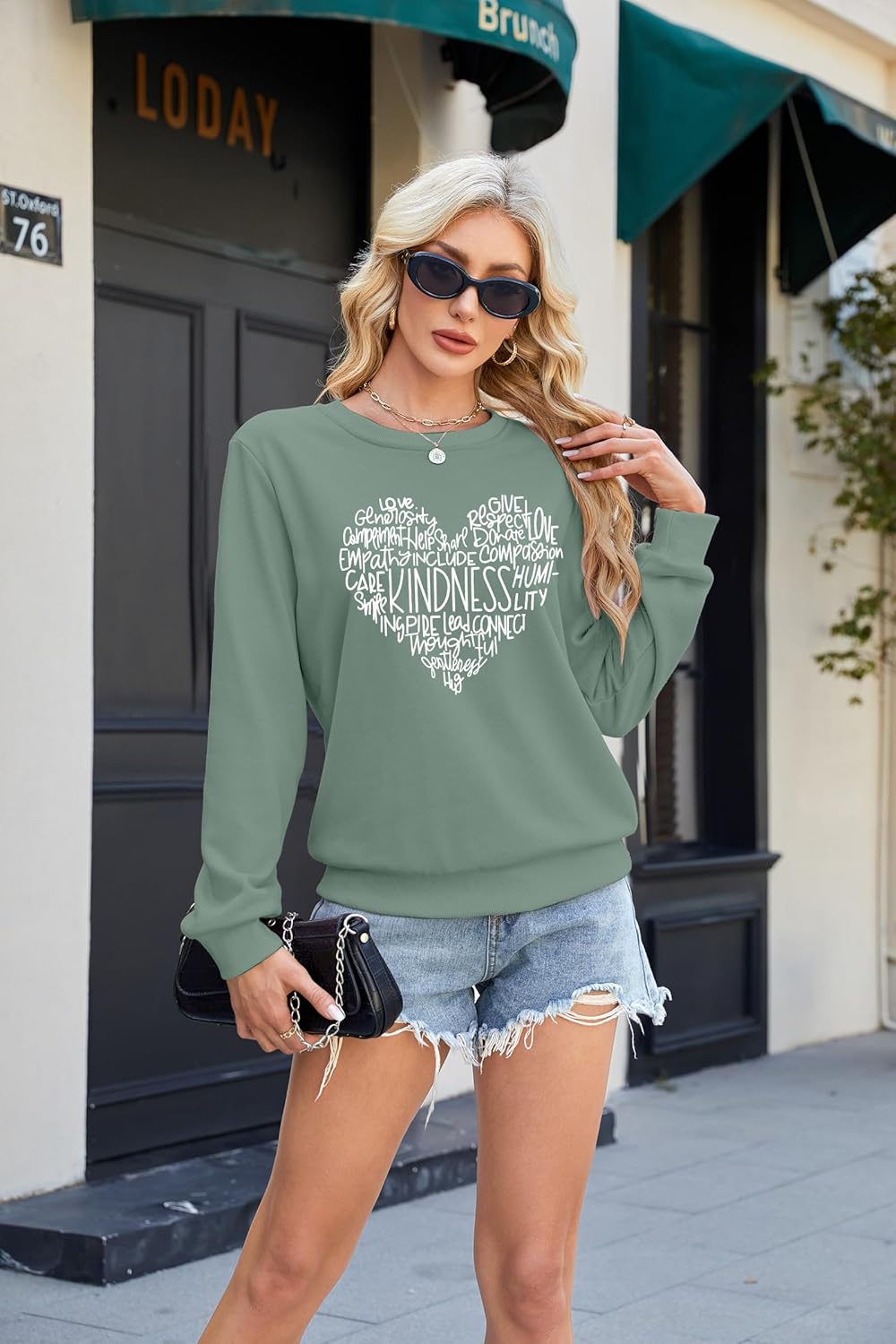 MOUSYA Kindness Heart Sweatshirt Love Heart Graphic Tees Inspirational Sweatshirt Be Kind Tops - Image 5