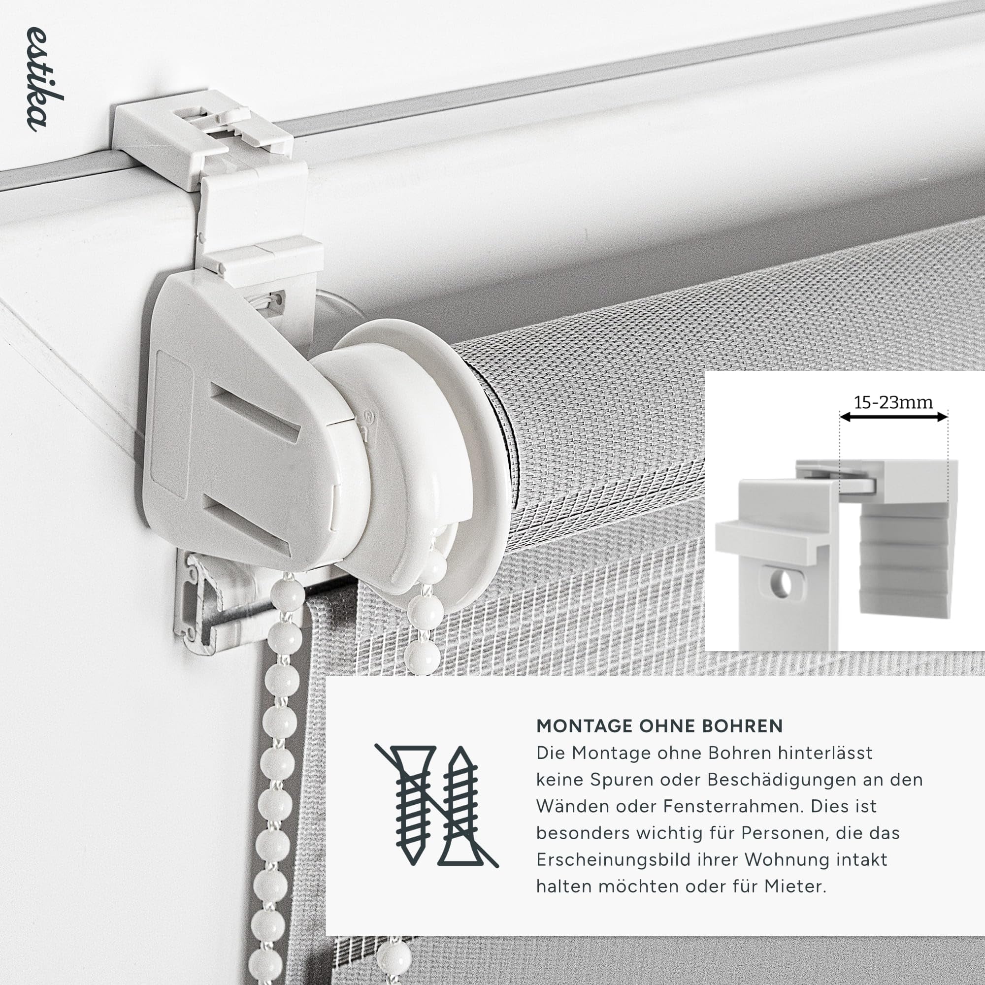 Estika Store Enrouleur Jour Nuit Klemmfix sans perçage - Largeur au Choix Tous Les 1 cm - 125 x 220 cm - Gris Clair - Store à enroulement, Double Tissu, pour fenêtres intérieures