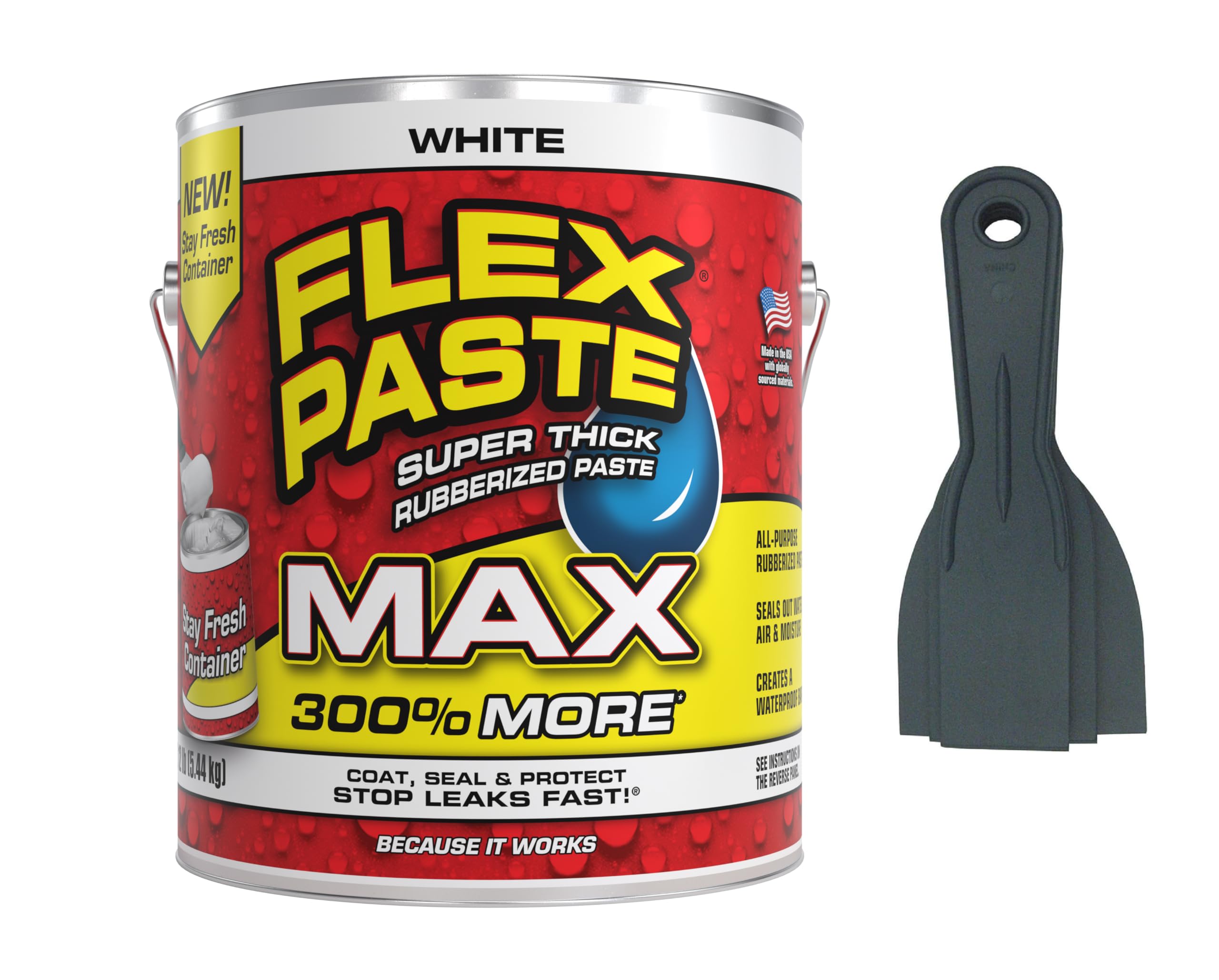 Flex SealPaste (12 lb, White) Bundle with Allway Tools Putty Knives (3-Pack) (2 Items)