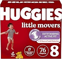 Huggies Little Movers Size 8 Diapers 76 Ct (46+ lbs) - Leak-Proof Blowout Protection for Active Toddlers