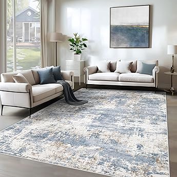 6x9 Area Rugs for Living Room - Washable Rug Modern Abstract Soft Large Neutral Non-Slip Carpet Indoor Floor Thin Carpets for Bedroom Dining Room Farmhouse Nursery Home Office Green