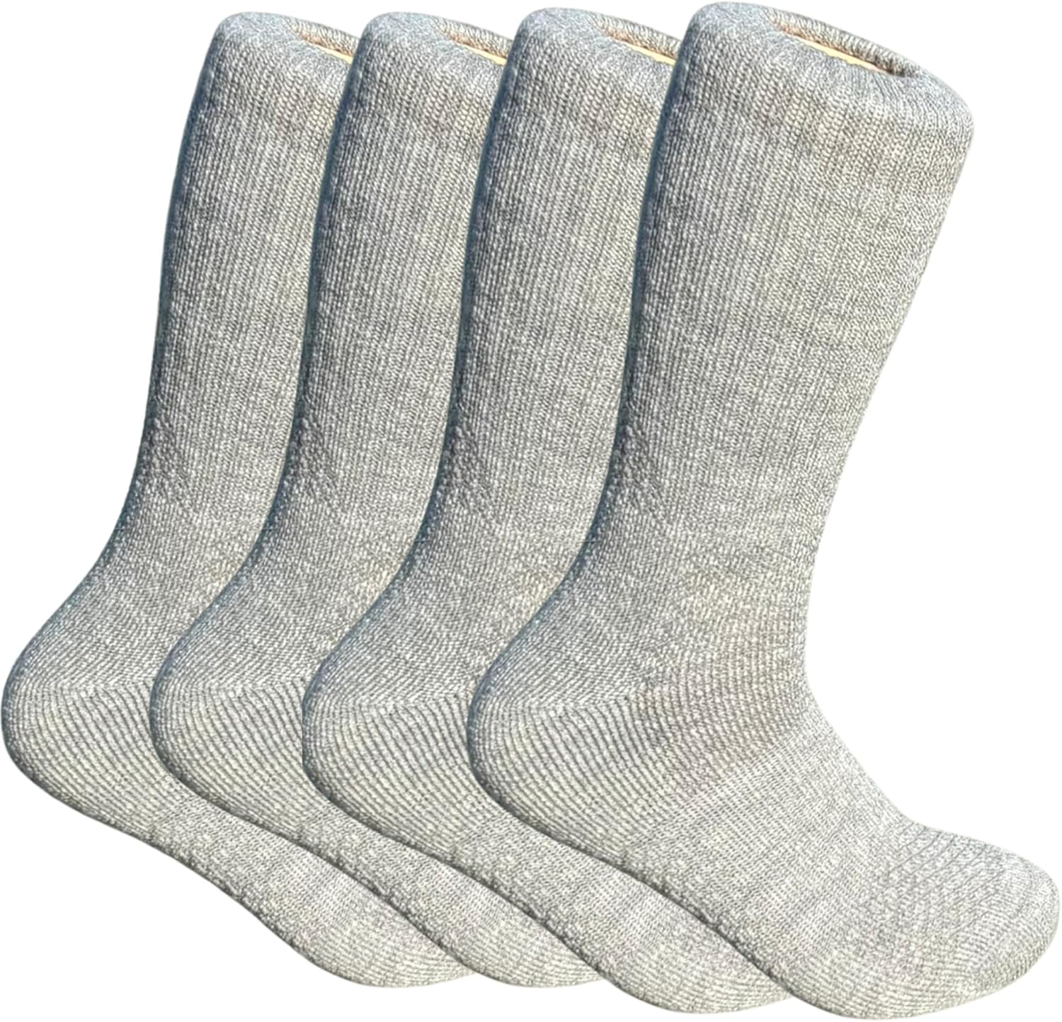 Baby Alpaca Hiking Socks - 4 Pairs – Premium Outdoor Crew Socks for Men & Women – Ultra-Soft, Breathable, Durable - Light Grey - Medium