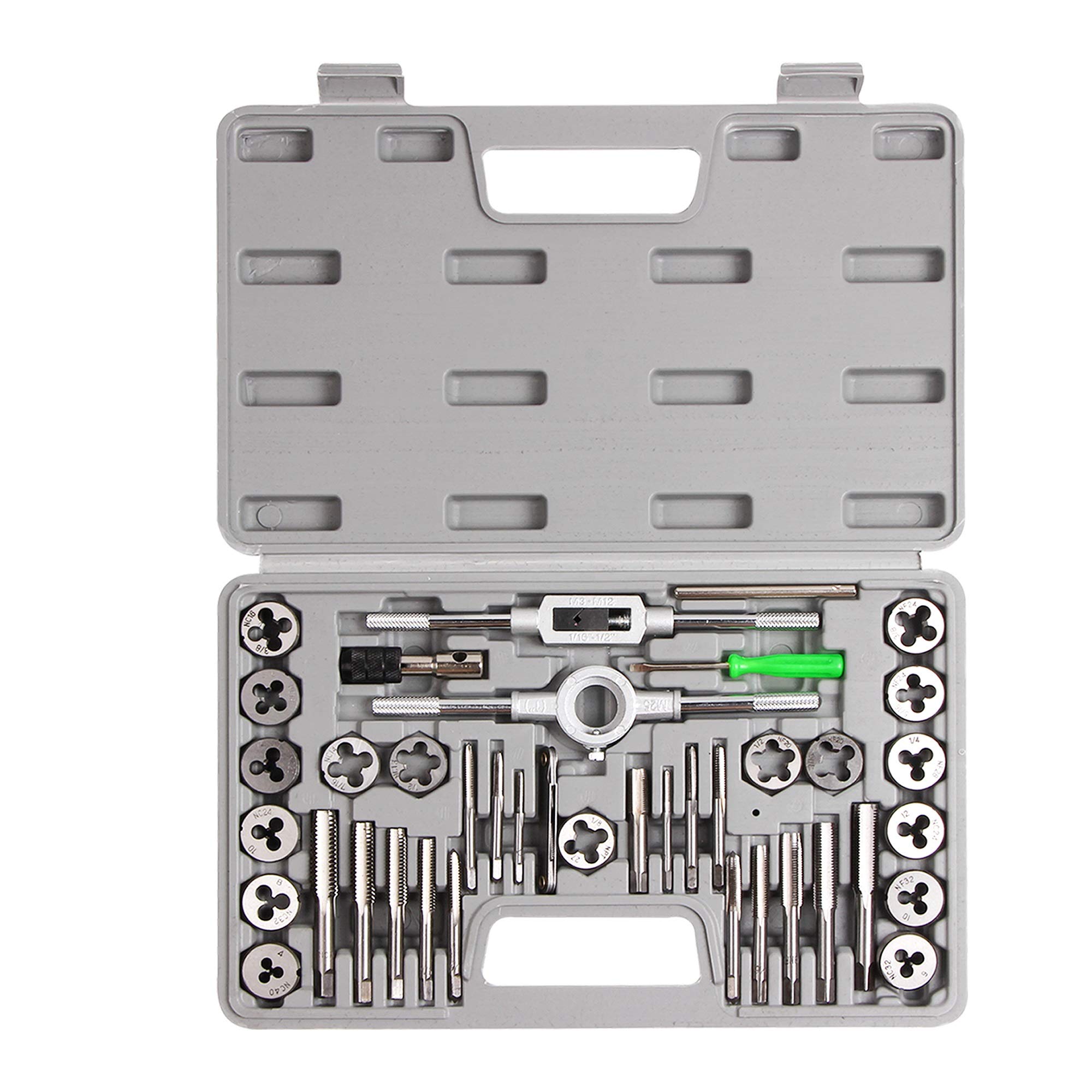 SharCreatives 40 Piece SAE Threading Tap & Die Tool Set Coarse and Fine Threads for Threading and Re-threading with Accessories and Storage Case