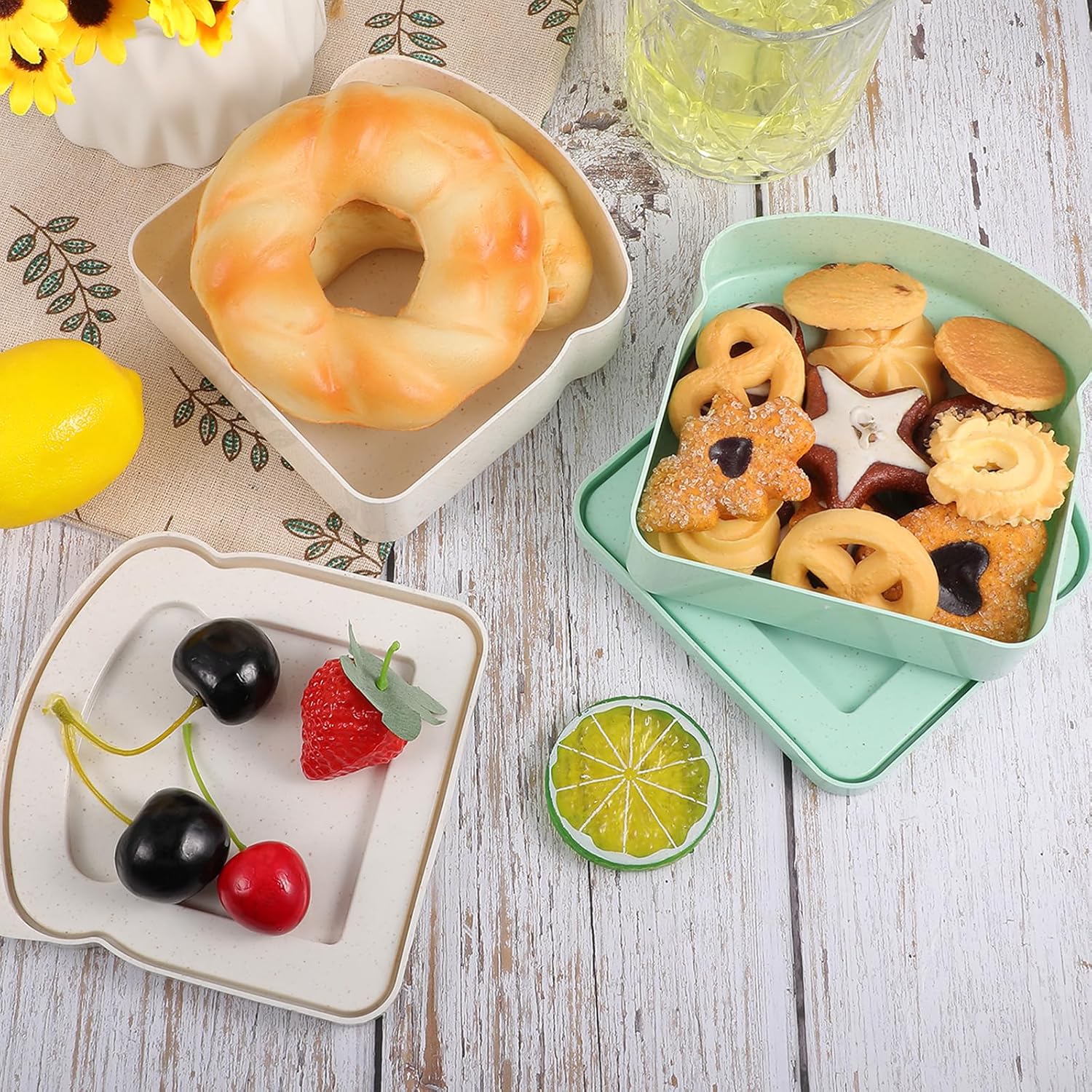 2 Pcs Bread Sandwich Containers Reusable Sliced Toast Boxs Holder Container Toast Shape Food Storage Plastic Lunch Boxes with Lid for Fruit Salad Snacks Family Office Camping Adults - Image 5