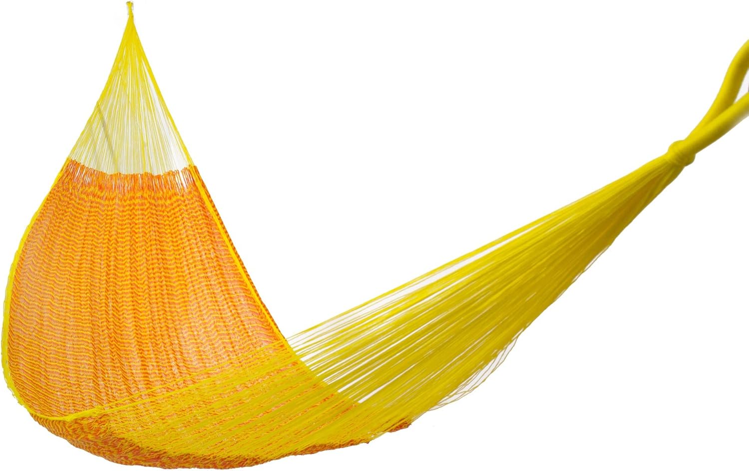NOVICA Bright Orange Yellow Hand Woven Nylon Mayan 2 Person XL Rope Hammock, 'Daffodil Dreams' (Double)