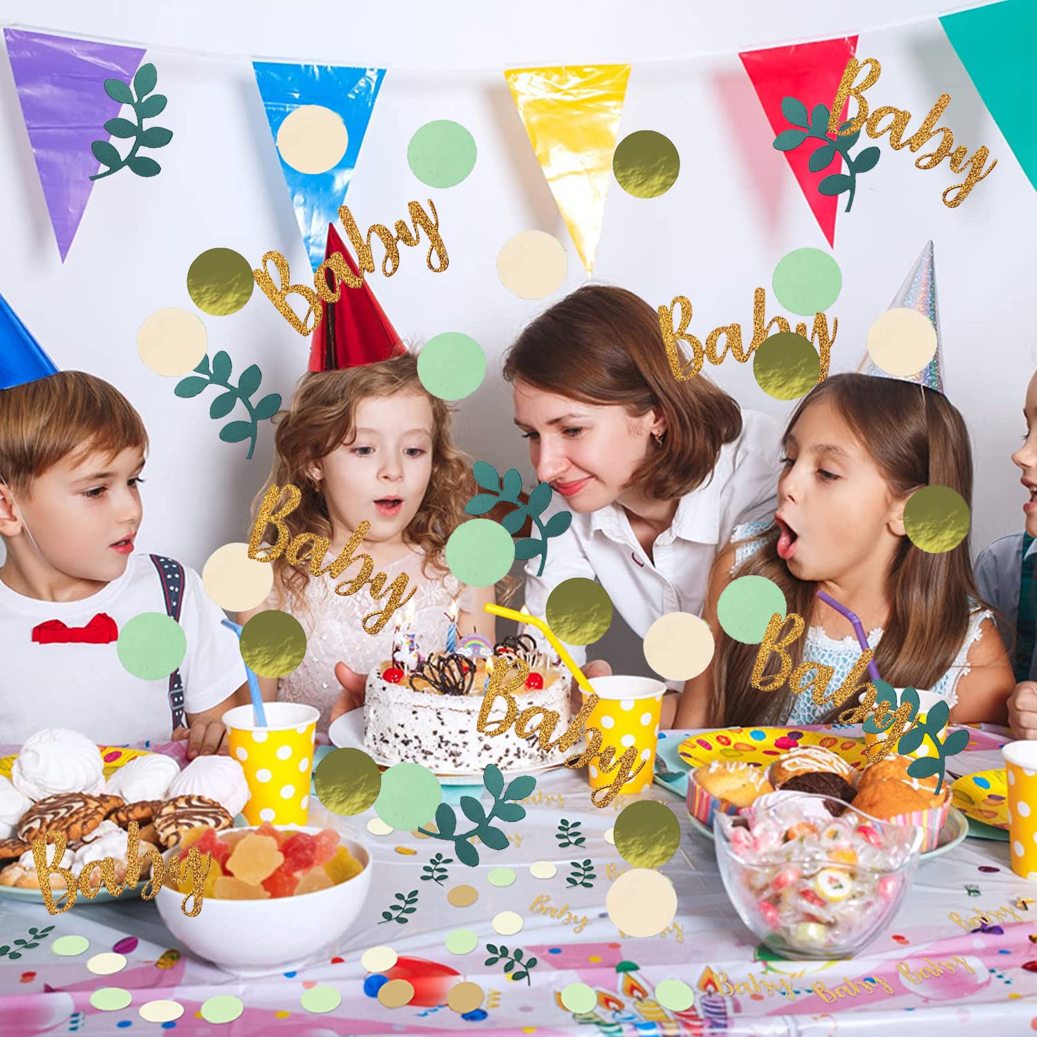 100 coriandoli per baby shower, decorazioni colorate per tavolo da